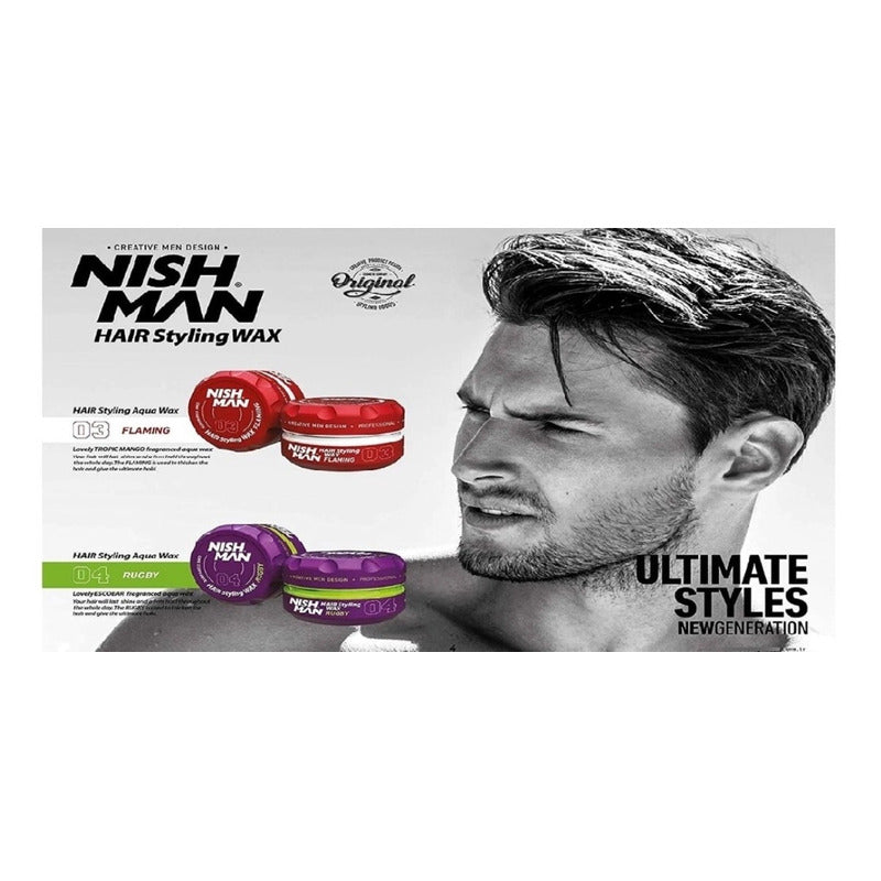 Nish Man Styling Wax Rugby 04 Pomada Fijacion De Cabello